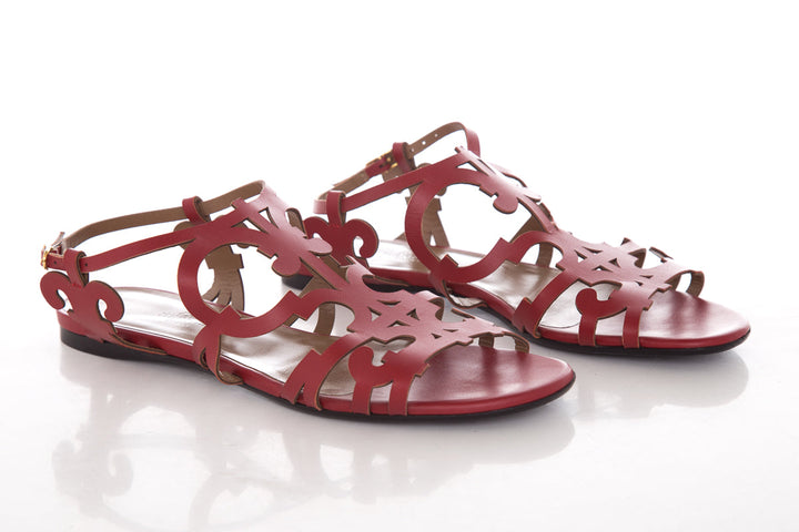 Hermès Red Karlotta Sandals SZ 37.5