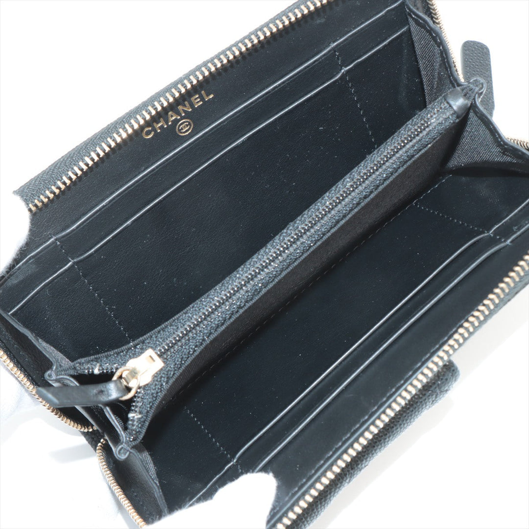 Top Quality Chanel Matrasse Caviar S Compact Wallet Black Gold  29th