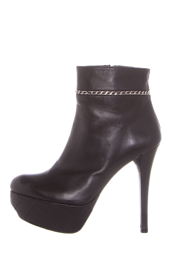 Stuart Weitzman Black Platform Chain Detail Booties SZ 6