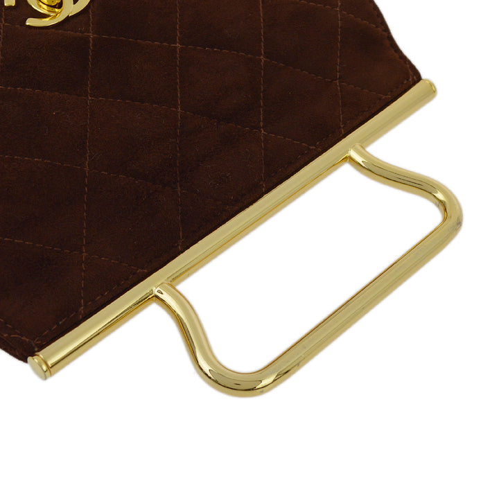 Top Quality Chanel Brown Suede Party Handbag