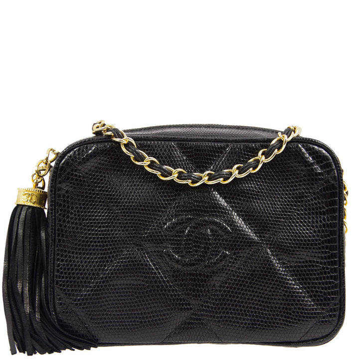 Top Quality Chanel * 1986-1988 Black Lizard Mini Camera Bag