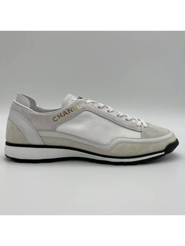 CC Mesh Suede Low Top Sneakers White Chanel