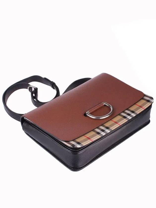 Burberry Vintage Check Leather D-Ring Medium Cross Bag Brown