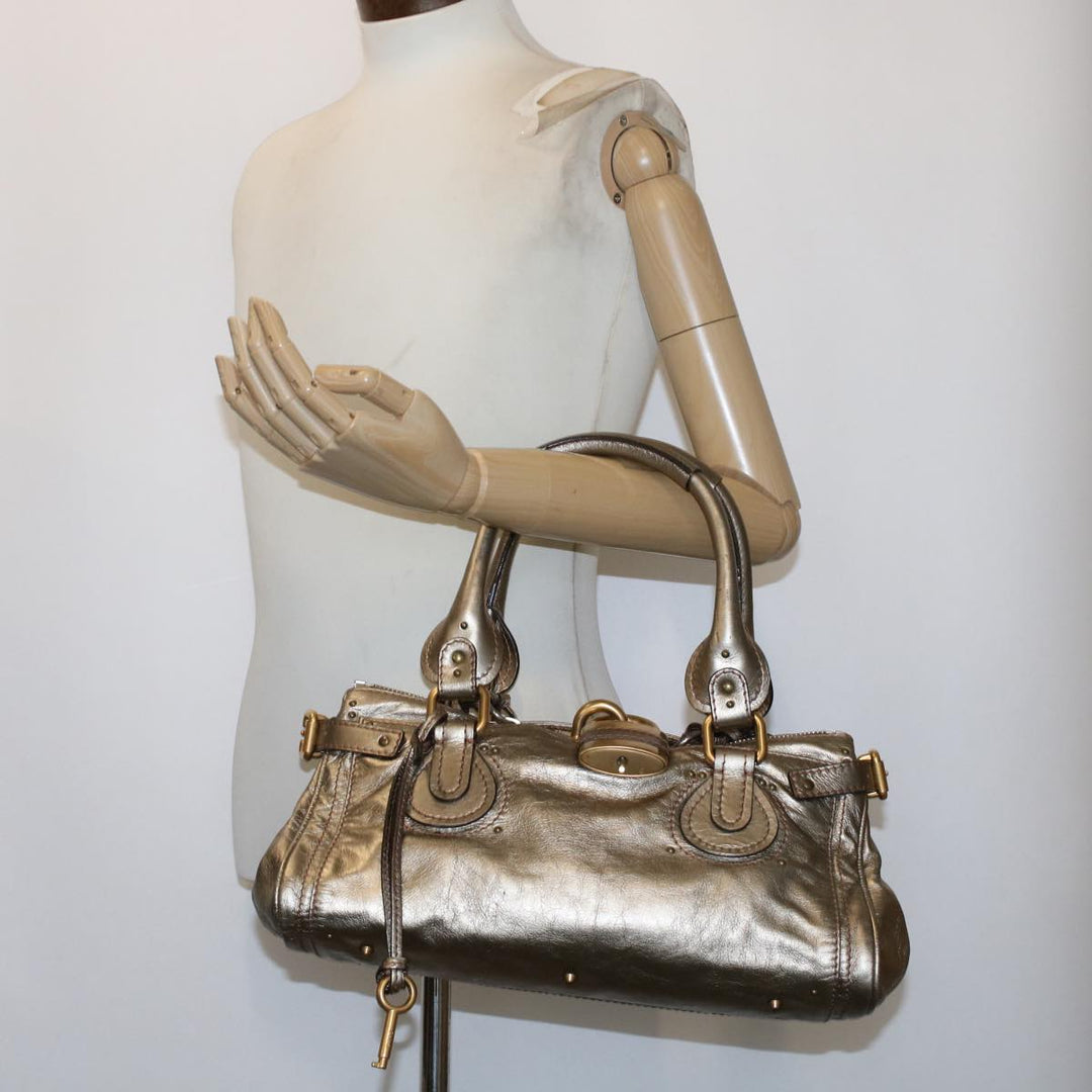 Chloe Paddington Hand Bag Leather Gold ep1116