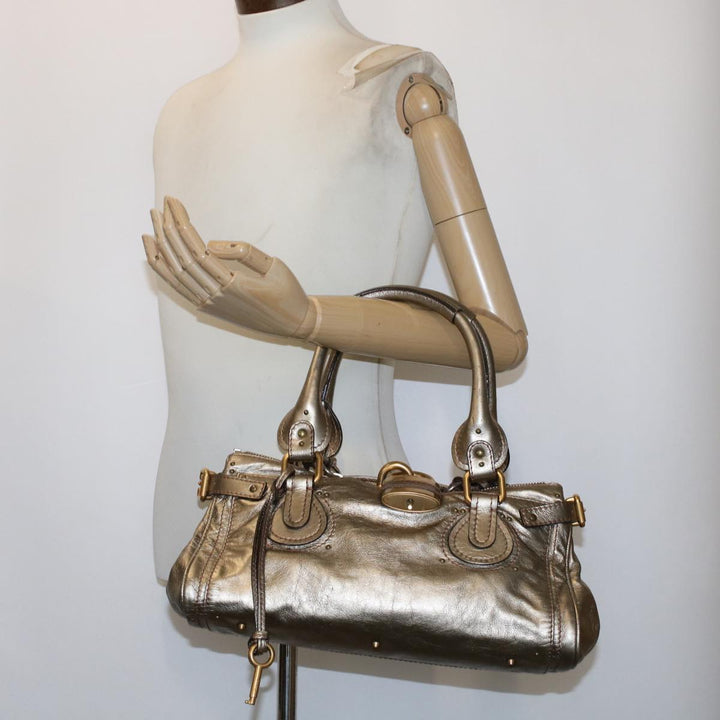 Chloe Paddington Hand Bag Leather Gold ep1116