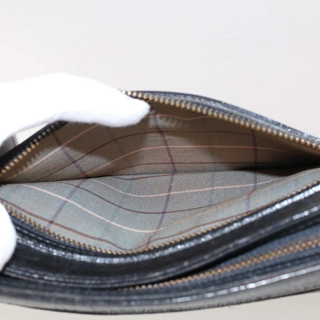 BurberrySs Clutch Bag Leather Black Auth ep1119