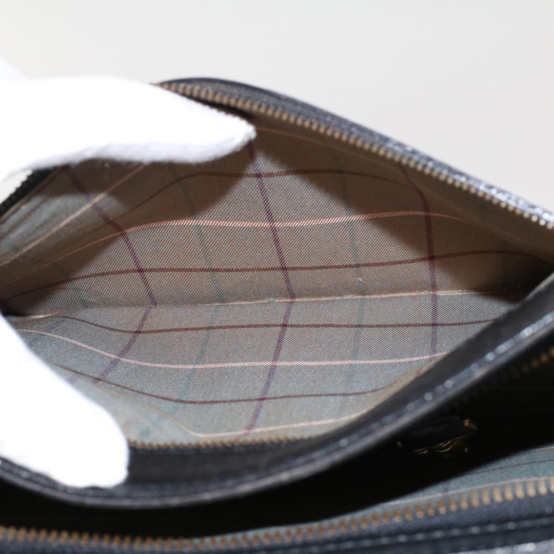 BurberrySs Clutch Bag Leather Black Auth ep1119