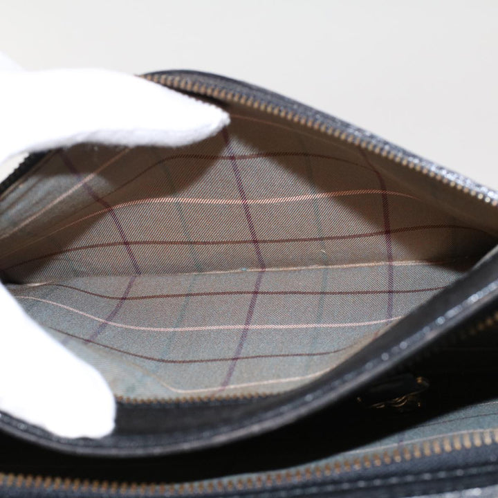 BurberrySs Clutch Bag Leather Black Auth ep1119