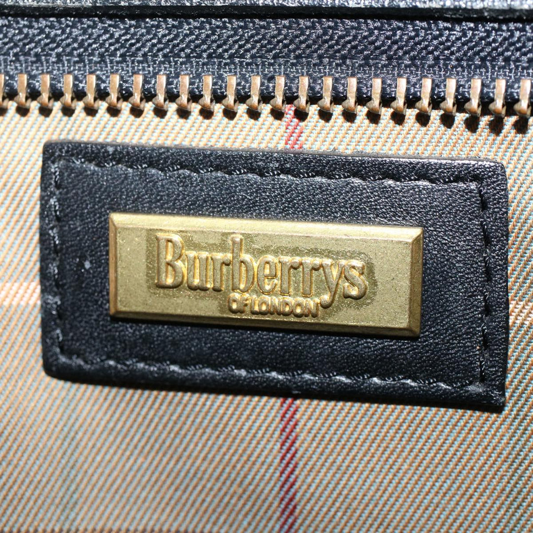 BurberrySs Clutch Bag Leather Black Auth ep1119