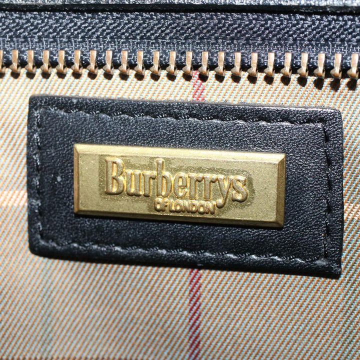 BurberrySs Clutch Bag Leather Black Auth ep1119