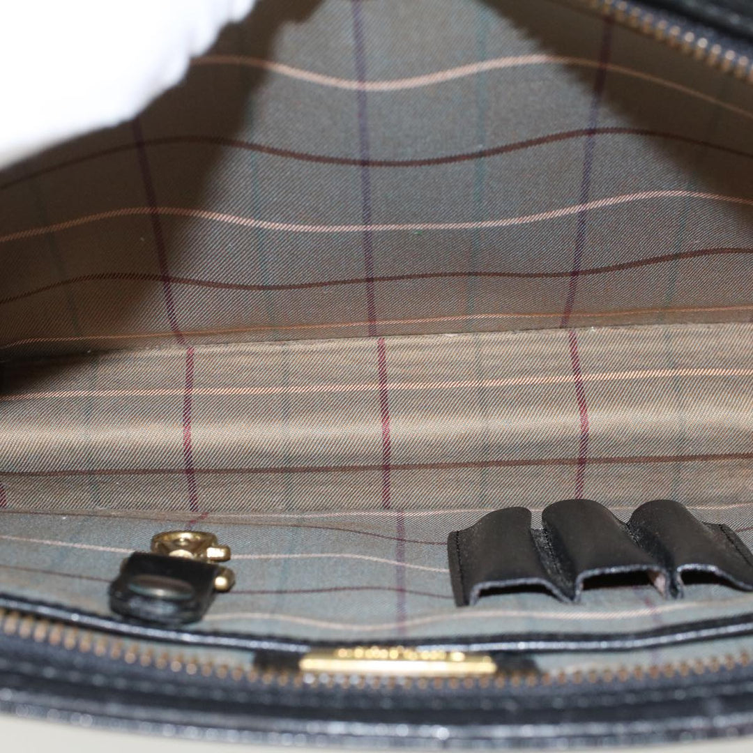 BurberrySs Clutch Bag Leather Black Auth ep1119