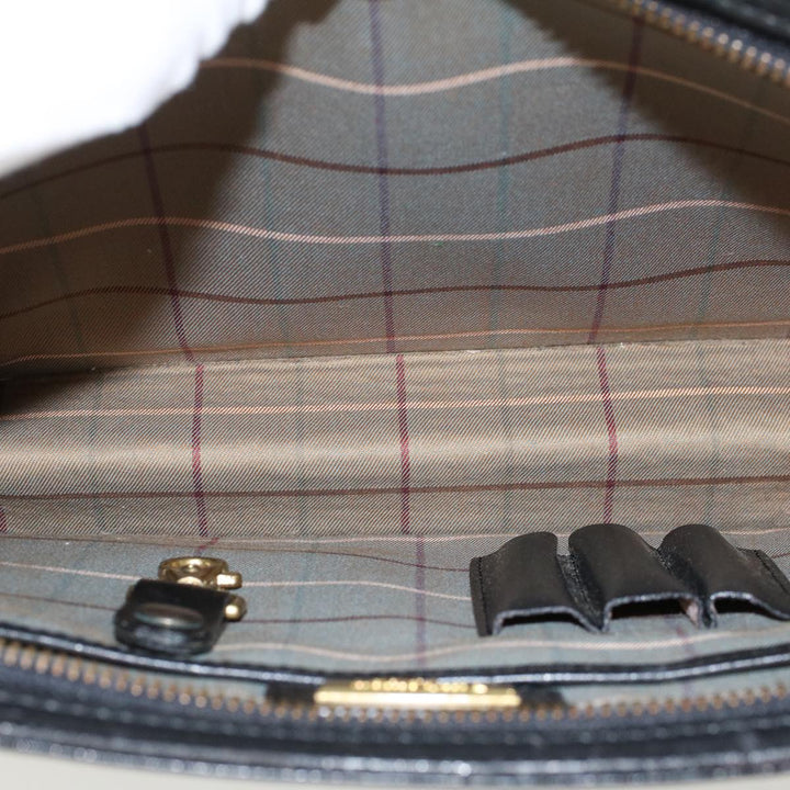 BurberrySs Clutch Bag Leather Black Auth ep1119