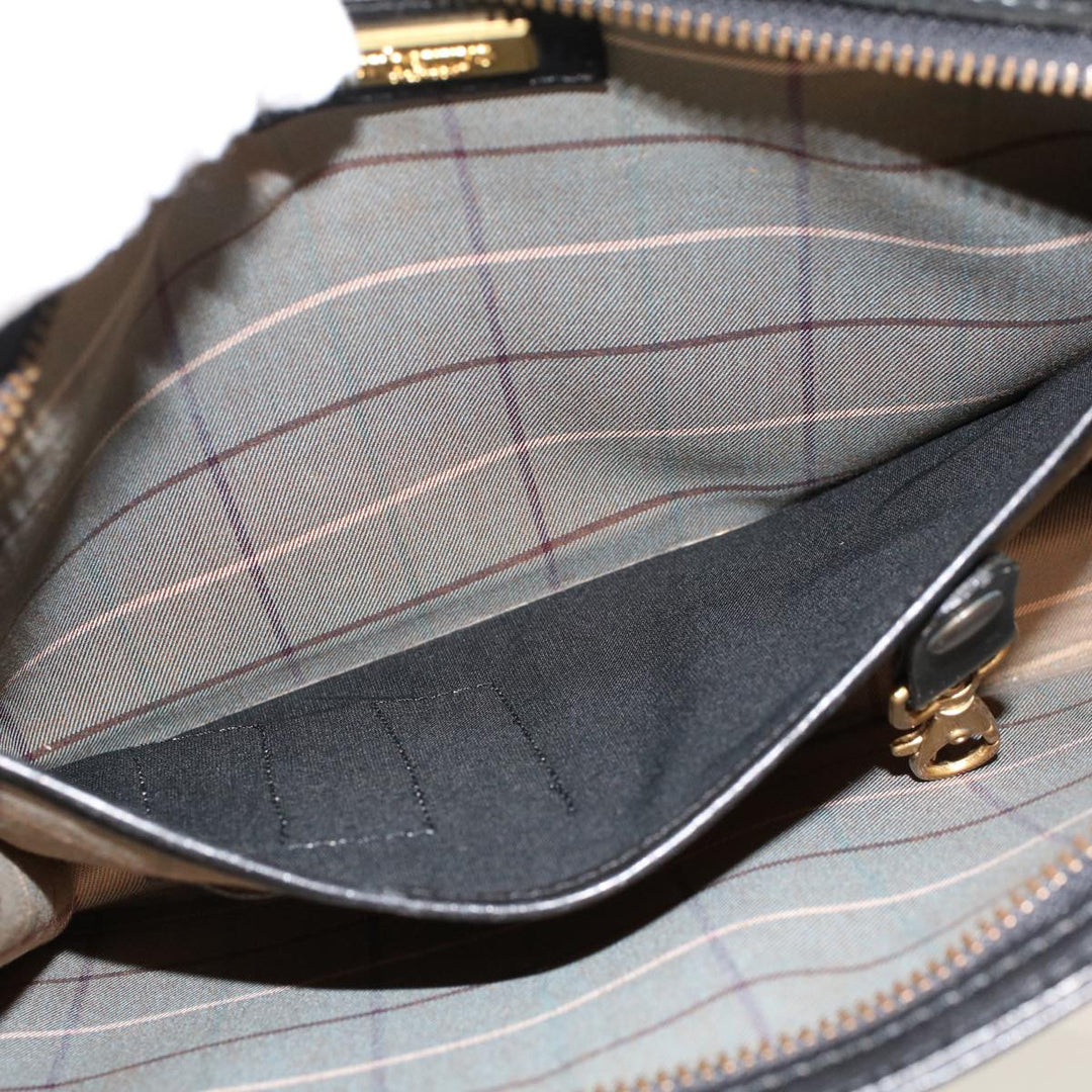 BurberrySs Clutch Bag Leather Black Auth ep1119
