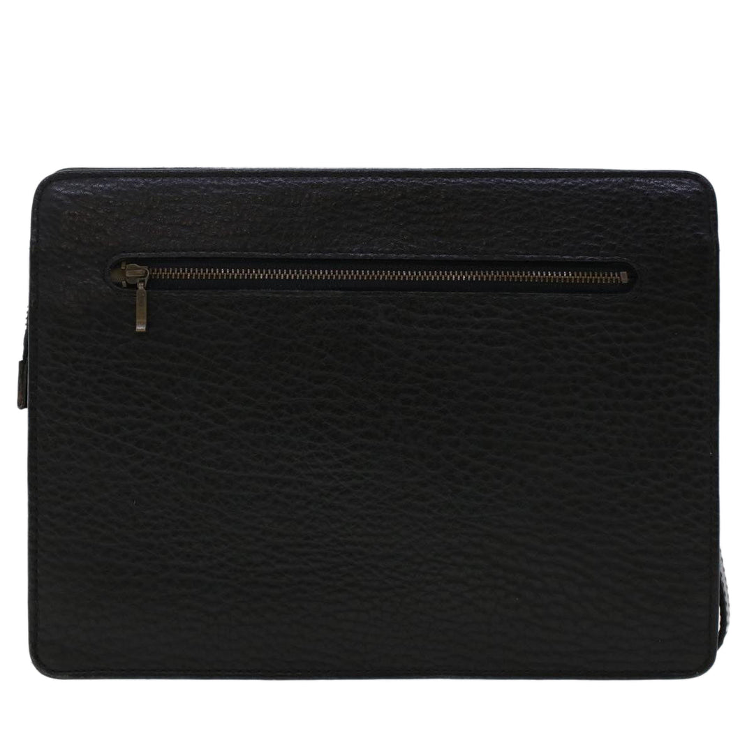 BurberrySs Clutch Bag Leather Black Auth ep1119