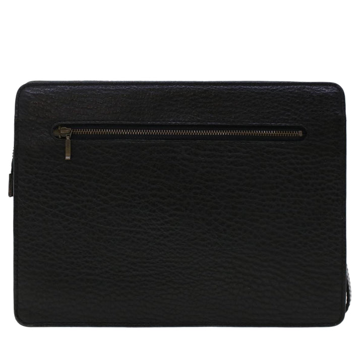 BurberrySs Clutch Bag Leather Black Auth ep1119