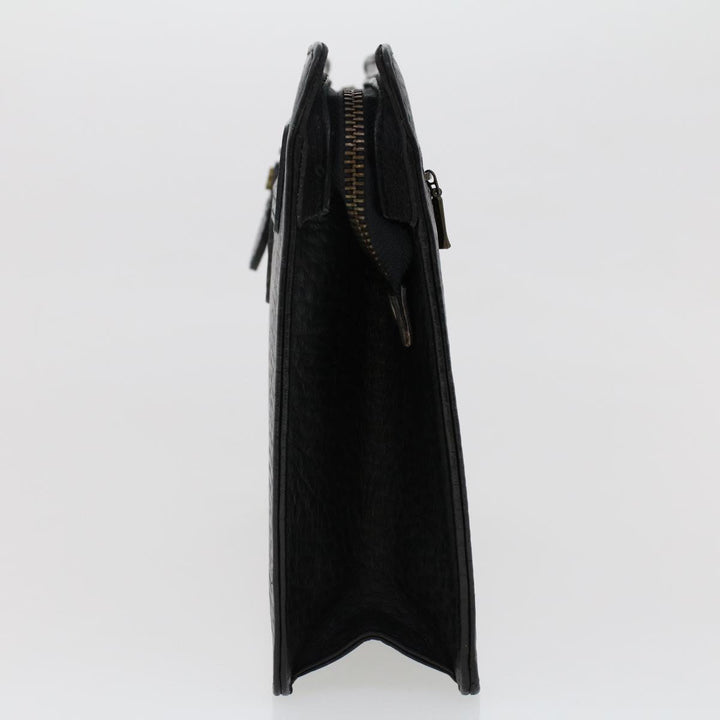 BurberrySs Clutch Bag Leather Black Auth ep1119
