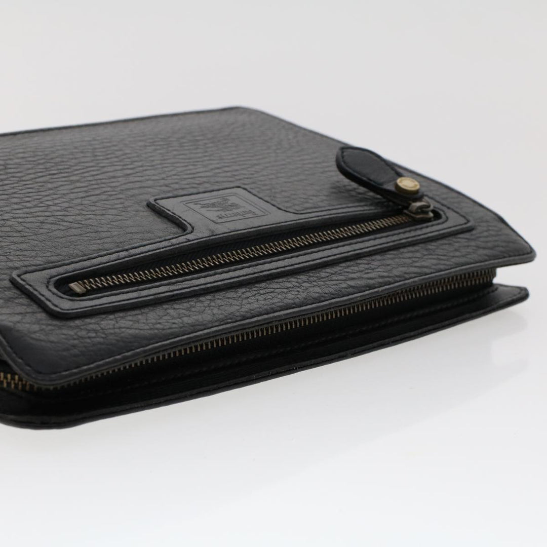 BurberrySs Clutch Bag Leather Black Auth ep1119