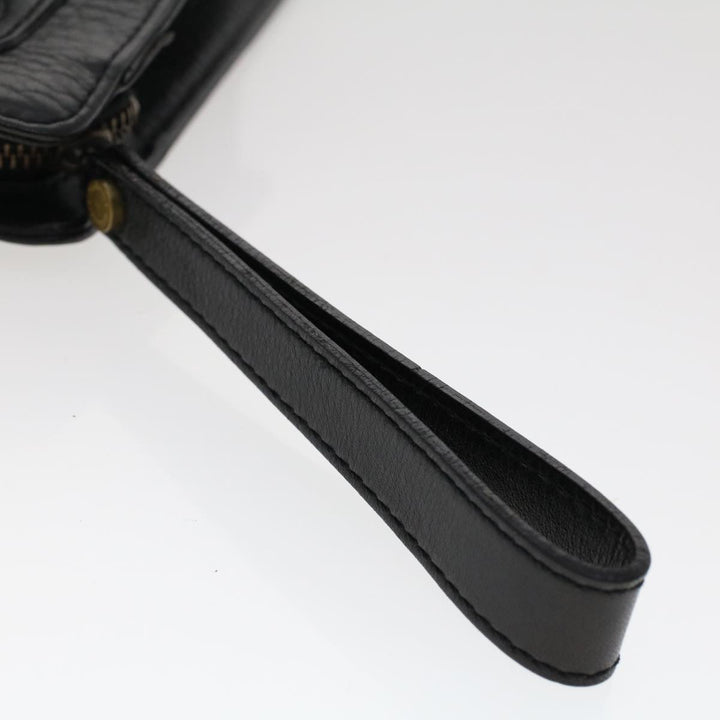 BurberrySs Clutch Bag Leather Black Auth ep1119