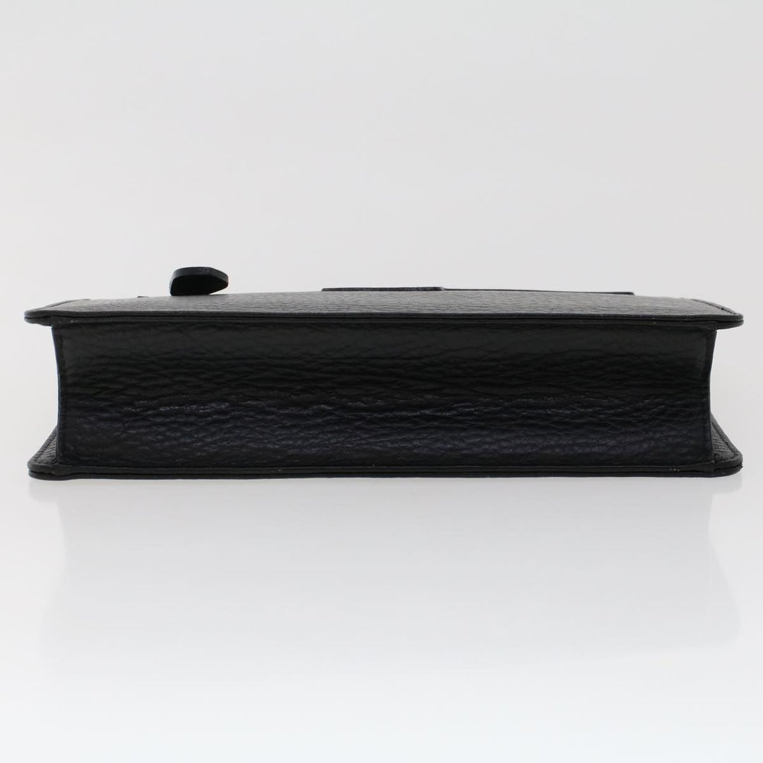 BurberrySs Clutch Bag Leather Black Auth ep1119
