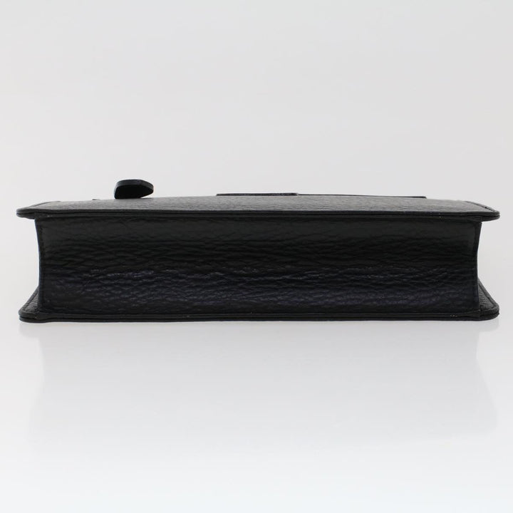 BurberrySs Clutch Bag Leather Black Auth ep1119