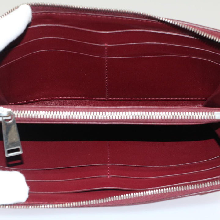 Bottega veneta Long Wallet Leather Wine Red Auth ep1489