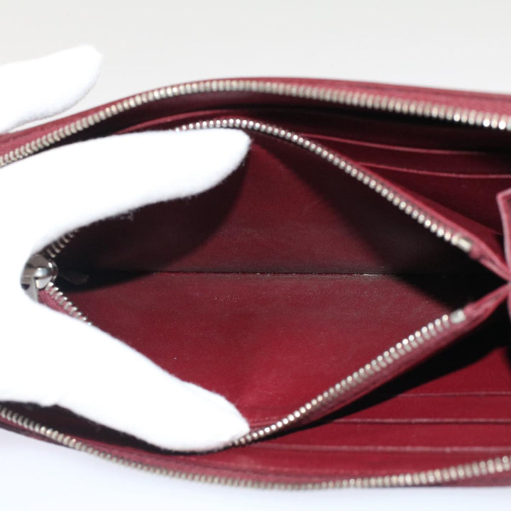 Bottega veneta Long Wallet Leather Wine Red Auth ep1489