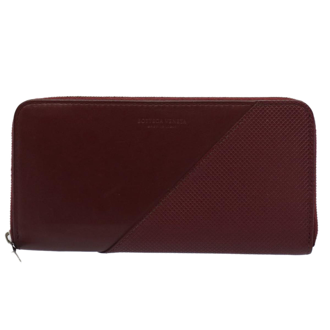 Bottega veneta Long Wallet Leather Wine Red Auth ep1489