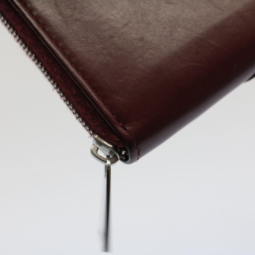 Bottega veneta Long Wallet Leather Wine Red Auth ep1489