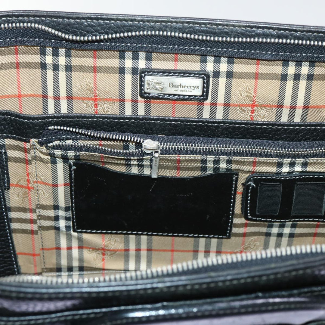 BurberrySs Hand Bag Leather Black Auth ep1643