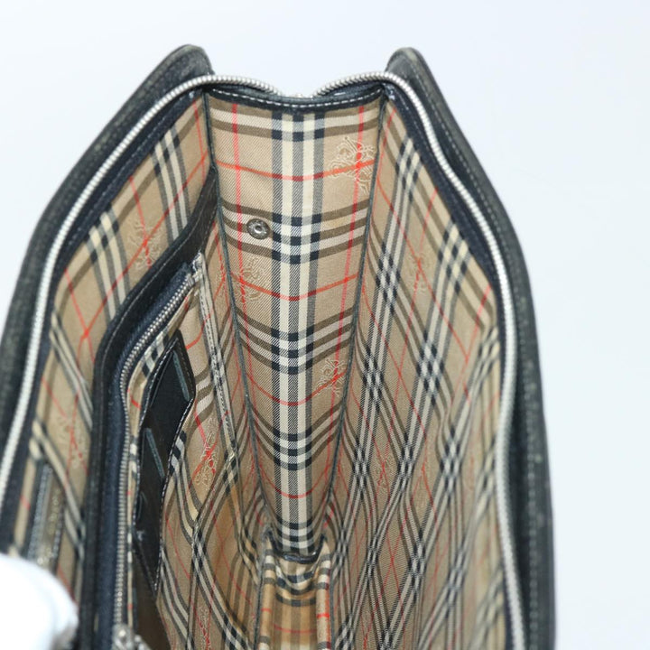 BurberrySs Hand Bag Leather Black Auth ep1643