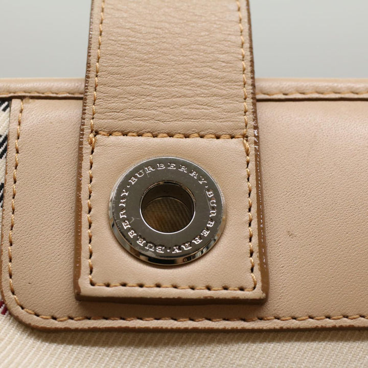 Burberry Nova Check Hand Bag Canvas Beige Auth ep1680