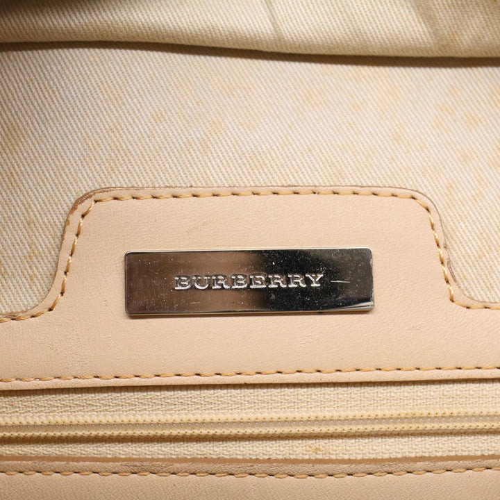 Burberry Nova Check Hand Bag Canvas Beige Auth ep1680