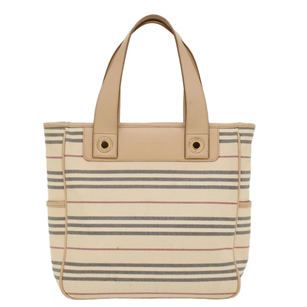Burberry Nova Check Hand Bag Canvas Beige Auth ep1680