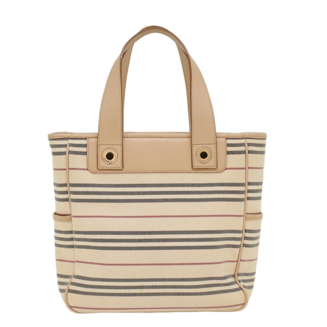 Burberry Nova Check Hand Bag Canvas Beige Auth ep1680