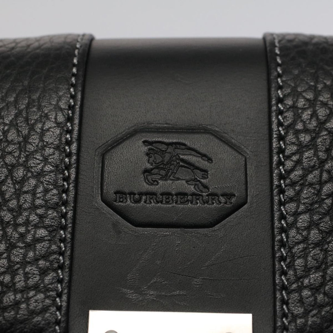 BURBERRY Clutch Bag Leather Black Auth Ep1686