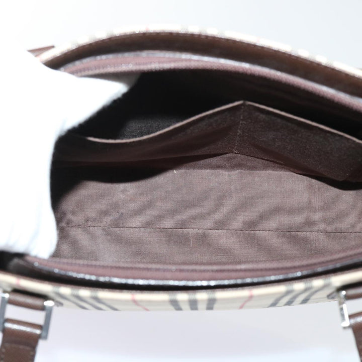 Burberry Shoulder Bag Nylon Leather Beige Auth ep1699