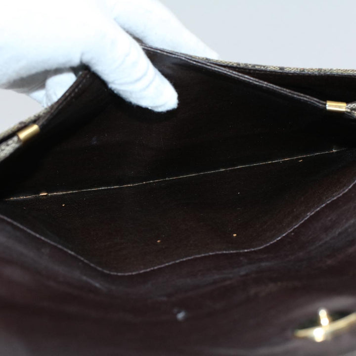 Celine C Macadam Canvas Clutch Bag Brown Auth ep1888