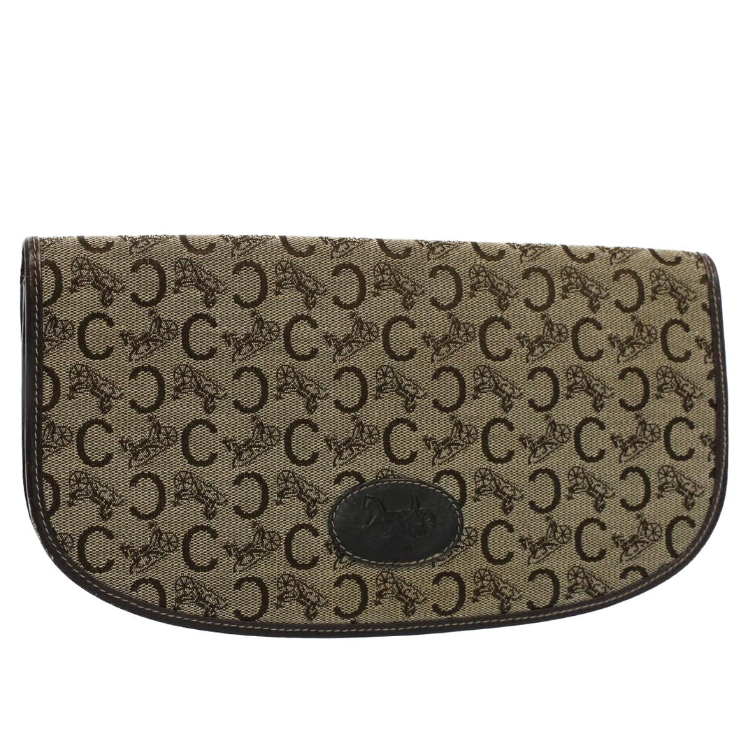 Celine C Macadam Canvas Clutch Bag Brown Auth ep1888