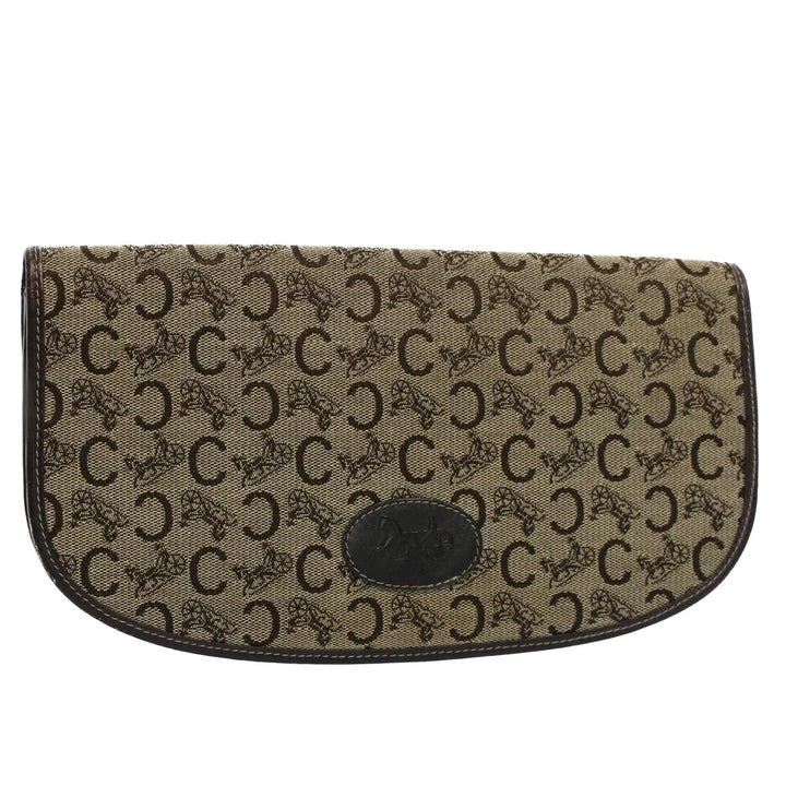 Celine C Macadam Canvas Clutch Bag Brown Auth ep1888