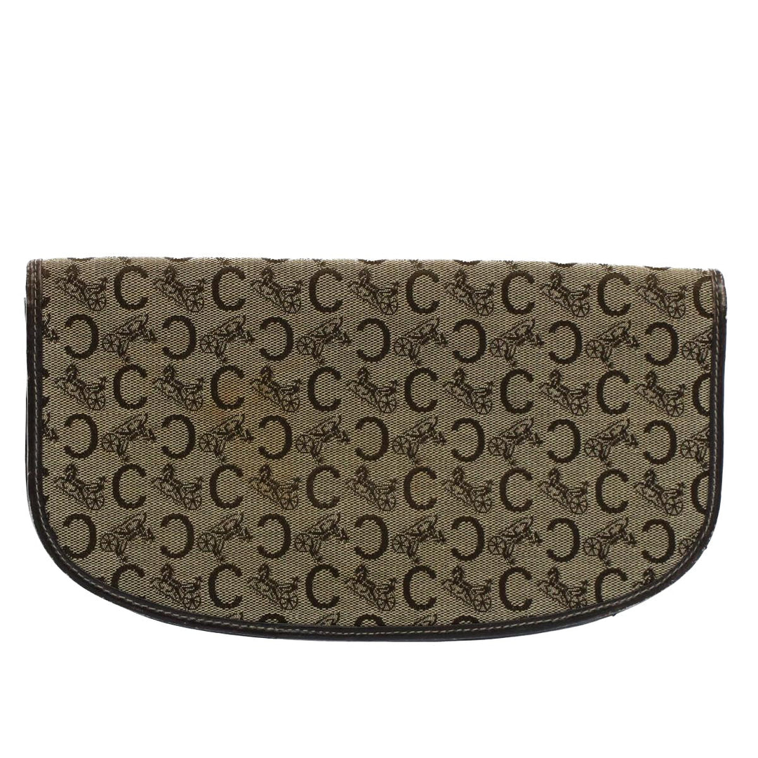 Celine C Macadam Canvas Clutch Bag Brown Auth ep1888