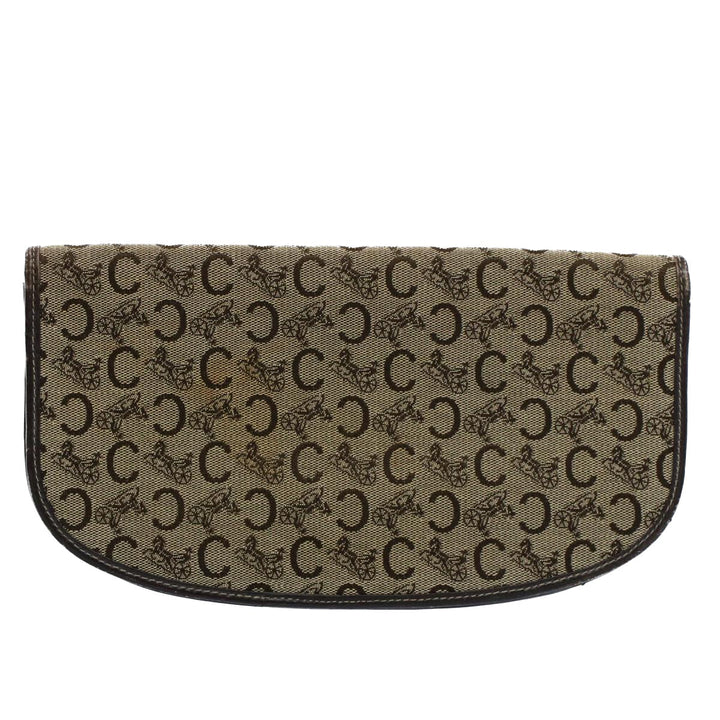 Celine C Macadam Canvas Clutch Bag Brown Auth ep1888