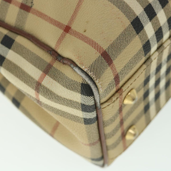 BurberrySs Nova Check Tote Bag PVC Leather Beige Auth ep1961