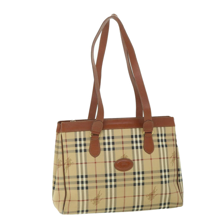 BurberrySs Nova Check Tote Bag PVC Leather Beige Auth ep1961
