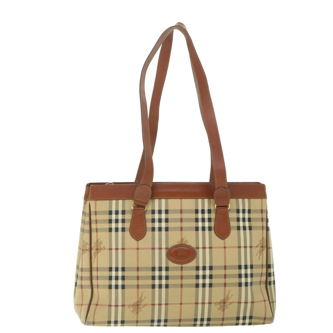 BurberrySs Nova Check Tote Bag PVC Leather Beige Auth ep1961