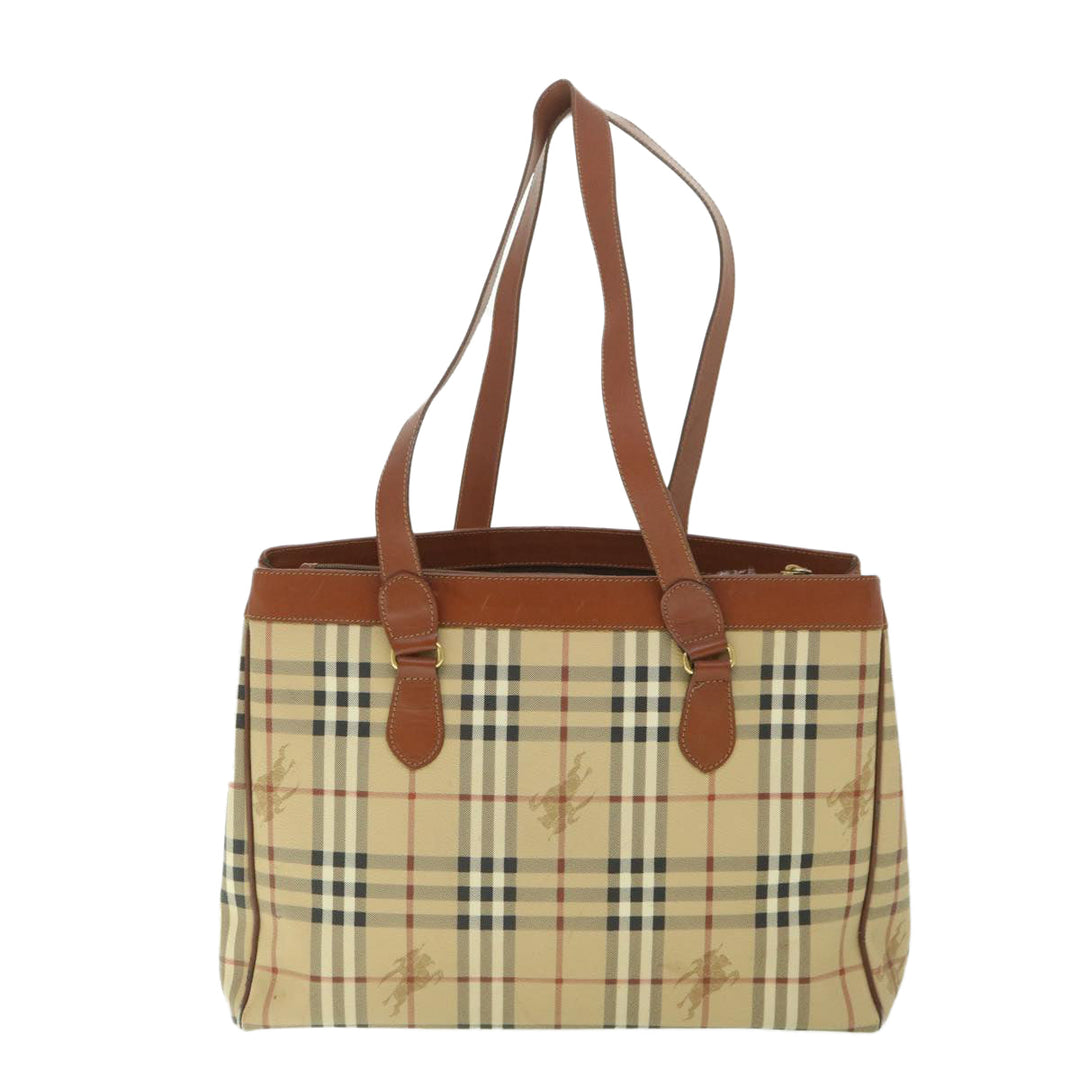 BurberrySs Nova Check Tote Bag PVC Leather Beige Auth ep1961