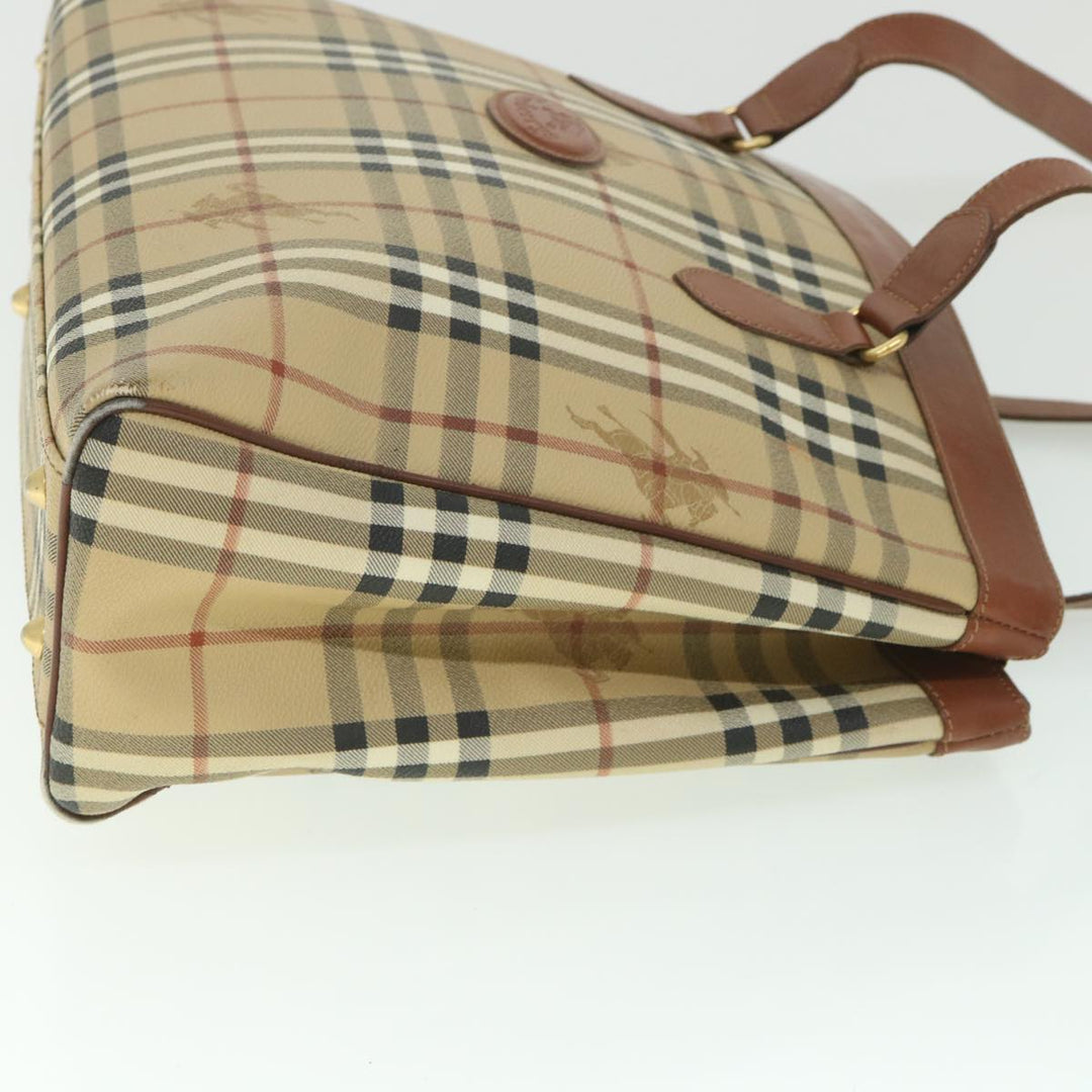 BurberrySs Nova Check Tote Bag PVC Leather Beige Auth ep1961