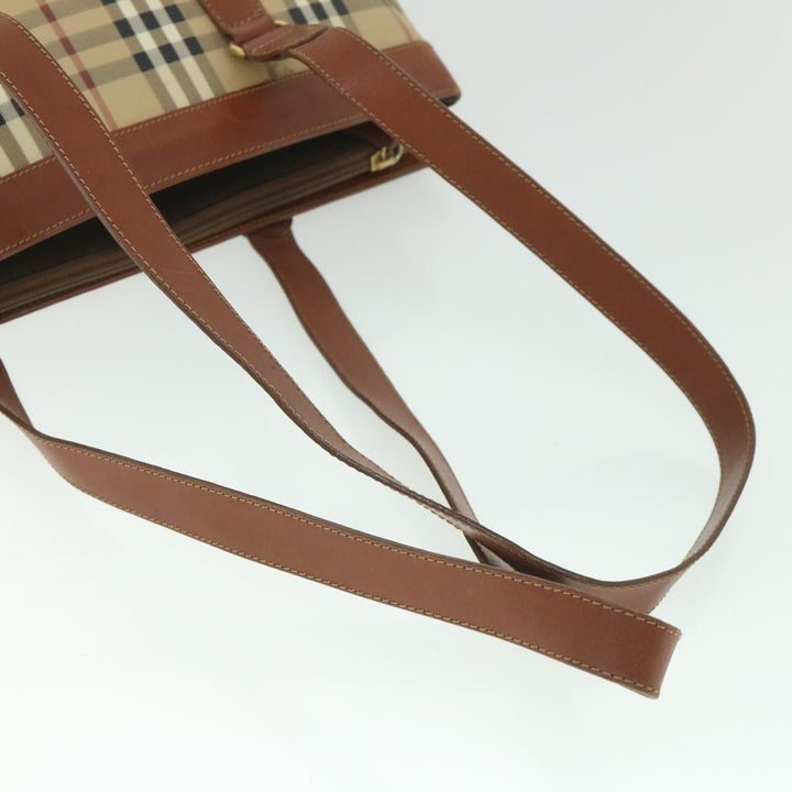 BurberrySs Nova Check Tote Bag PVC Leather Beige Auth ep1961