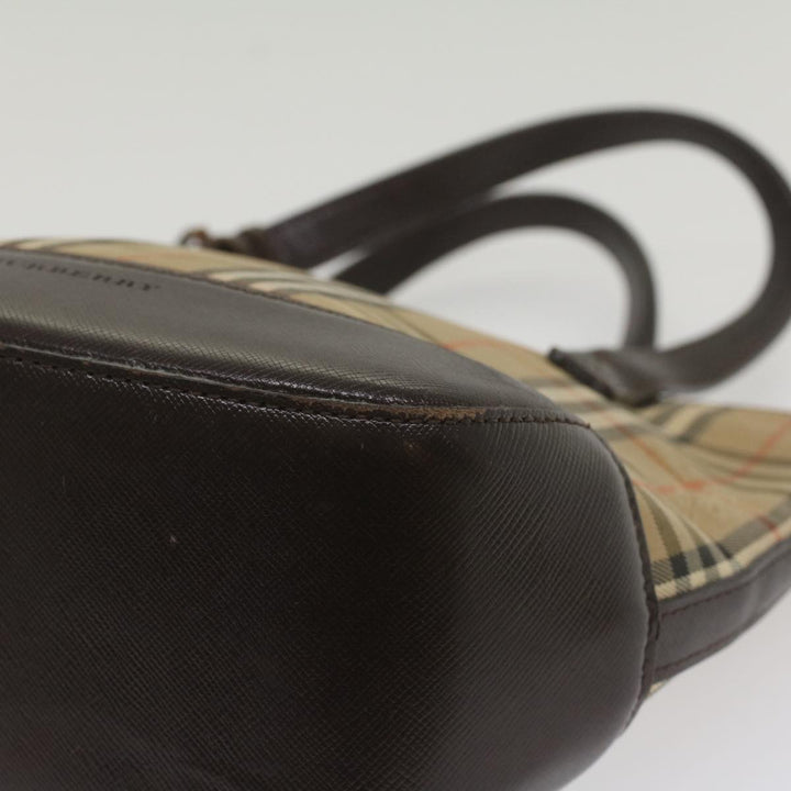 Burberry Nova Check Hand Bag Nylon Canvas Beige Auth ep1964