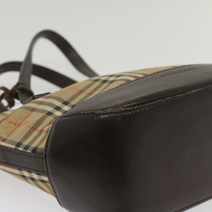 Burberry Nova Check Hand Bag Nylon Canvas Beige Auth ep1964