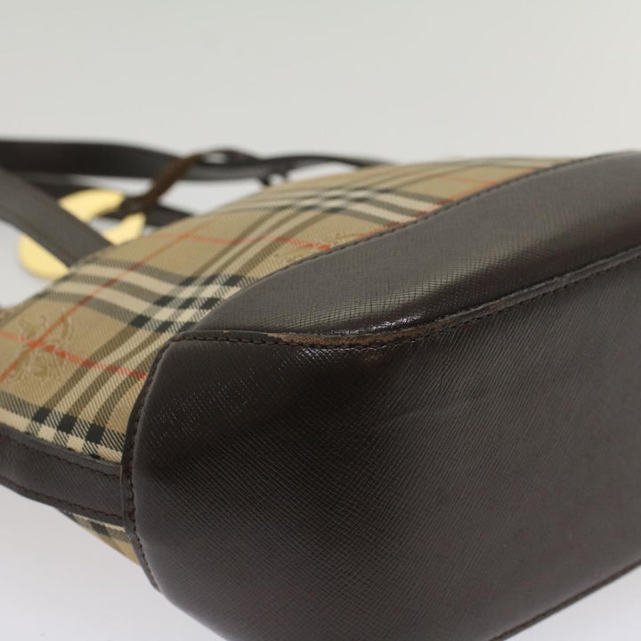Burberry Nova Check Hand Bag Nylon Canvas Beige Auth ep1964